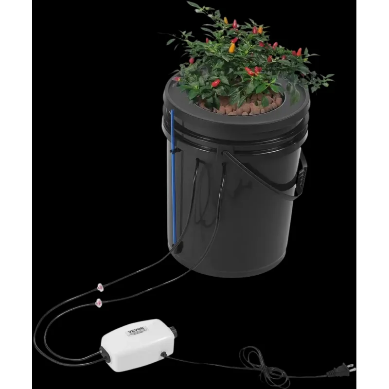 Vevor Hydroponic Grow System 5 Gal Deep Water Culture Bucket with Top Drip Kit New