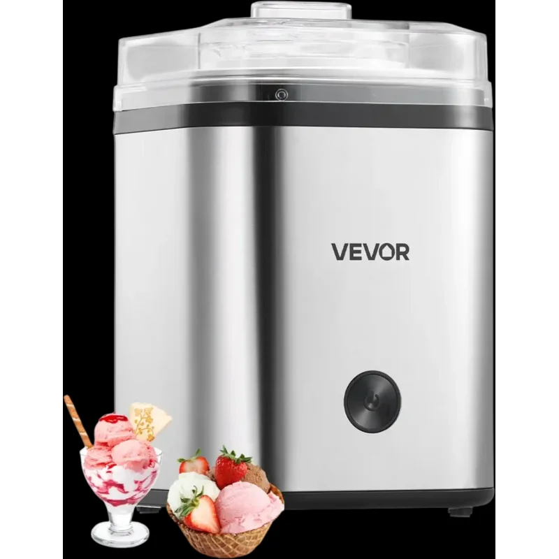 Vevor Ice Cream Maker Automatic 2.11 Qt Stainless Steel Silver New