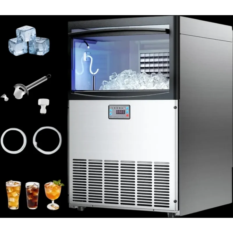 Vevor Ice Maker Commercial Freestanding 200 lbs/24h 50 lbs Storage Capacity New