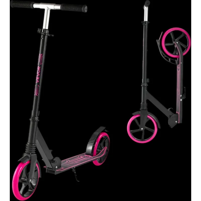 Vevor Kick Scooter Adjustable Height Foldable 2-Wheel Pink New