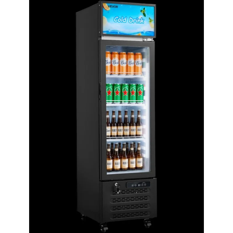 Vevor Merchandiser Refrigerator 6.1 Cu. Ft. Glass Door Beverage Cooler with Lightbox New