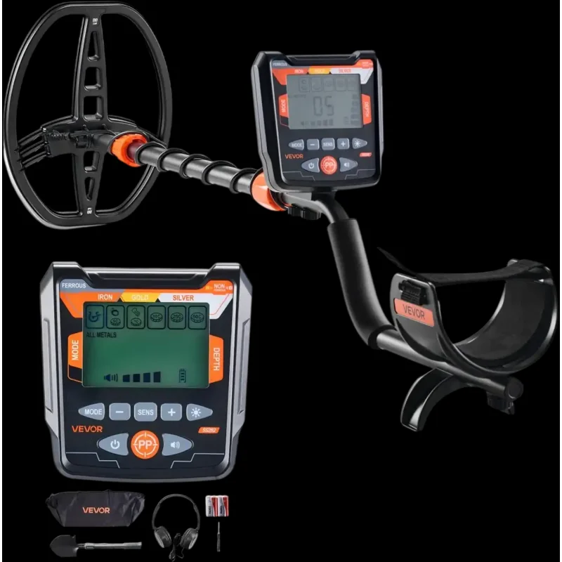 Vevor Metal Detector 10" Waterproof Gold Detector with Display Headphones Adjustable Length New