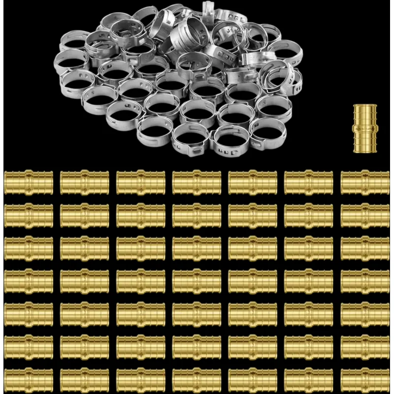 Vevor Pipe Fittings 3/4" Brass Straight Pipe Connector 50-Piece Set New