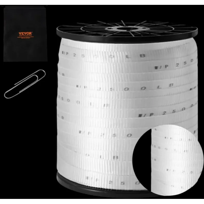 Vevor Polyester Pull Tape 3/4" x 528' 2500 lbf White Flat Rope New