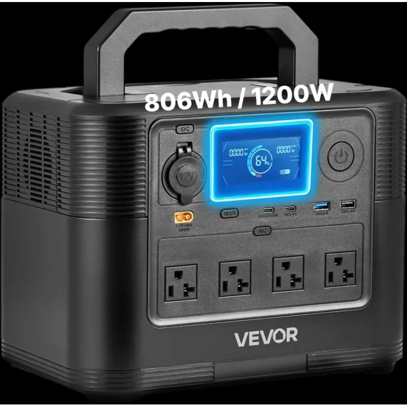 Vevor Portable Power Station 1200W 806Wh LiFePO4 Battery Backup New