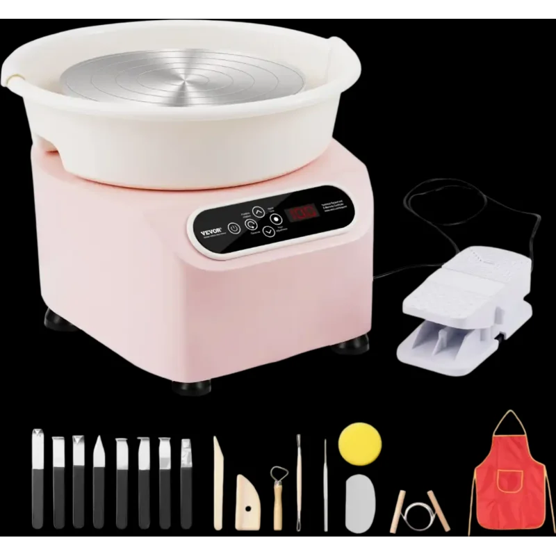 Vevor Pottery Wheel 11" Electric Forming Machine with Foot Pedal and LCD Touch Screen Pink New