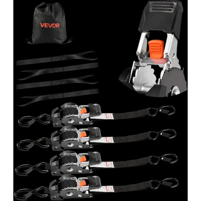Vevor Ratchet Straps 1" x 10' Retractable Tie-Down Straps 4-Pack New