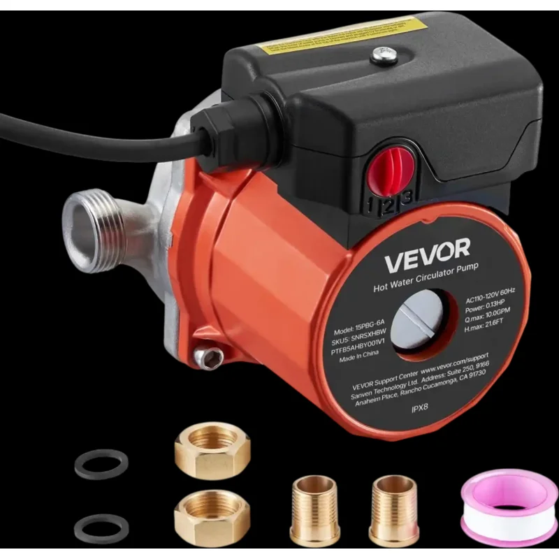 Vevor Recirculating Pump Instant Hot Water Circulation System 10 GPM 0.13 HP New