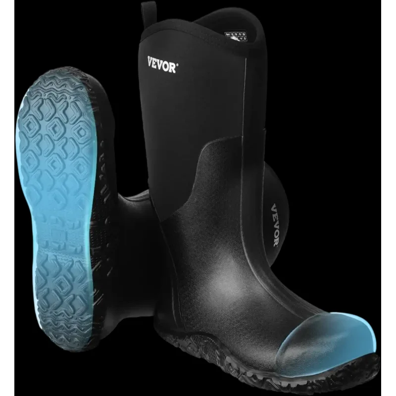 Vevor Rubber Boots Men's Steel Toe Waterproof Work Rain Boots Size 11 New