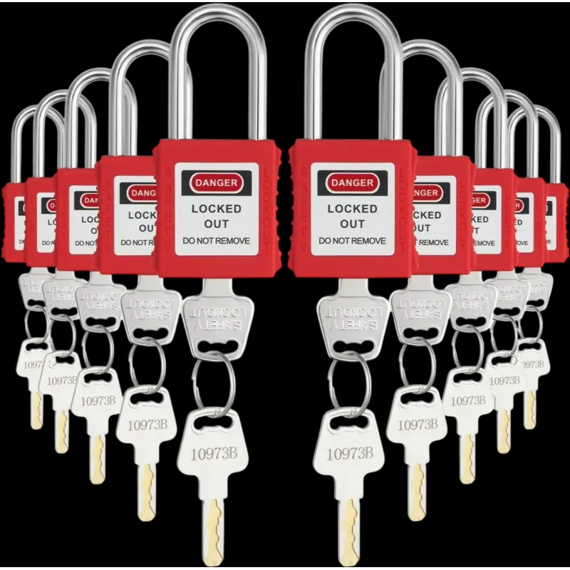 Vevor Safety Padlocks Lockout Tagout Locks Set 10-Piece Red OSHA Compliant New