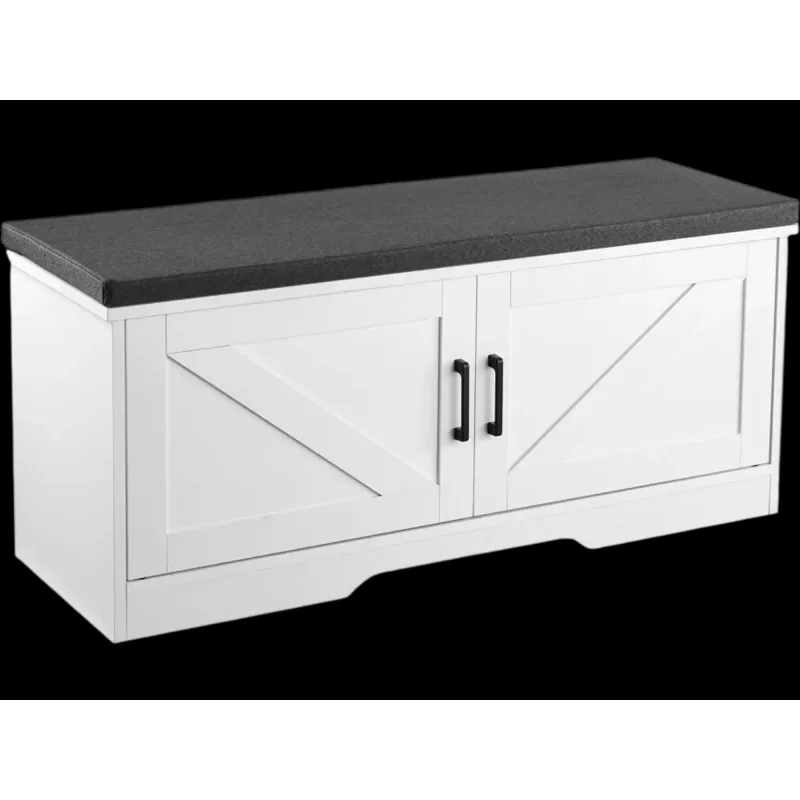 Vevor Shoe Storage Bench Entryway Bench with Padded Seat Cushion 39.4" x 14.0" x 18.1" White Black New