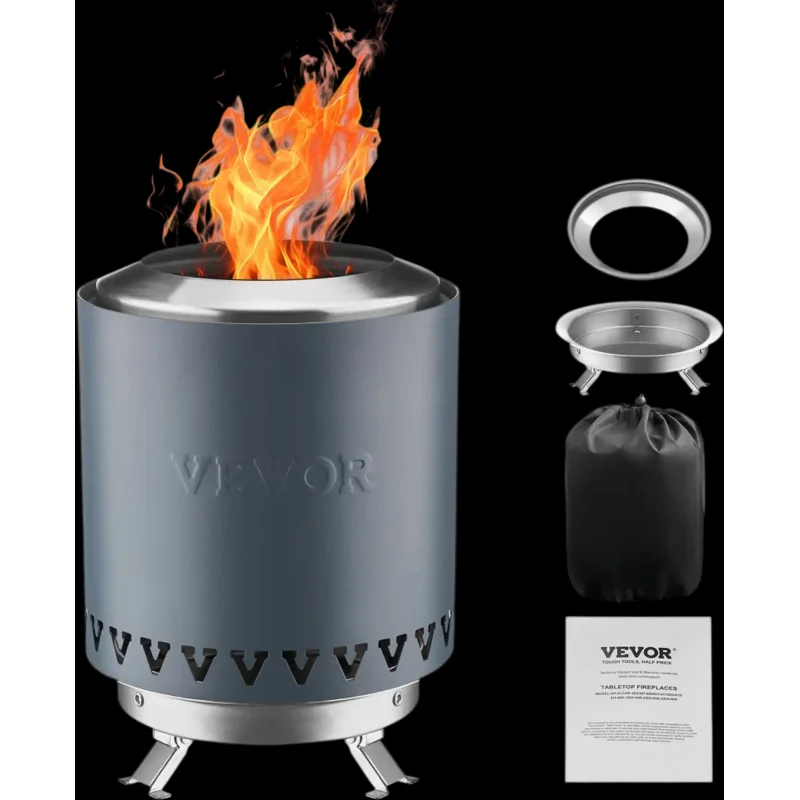 Vevor Tabletop Fire Pit 6" Stainless Steel Smokeless Fireplace Blue New