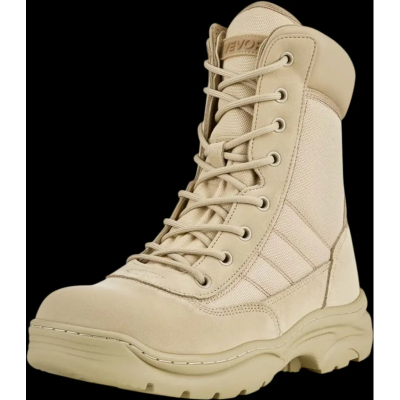 Vevor Tactical Boots Men's Military 8" Sand-Color Side Zipper US Size 10 New