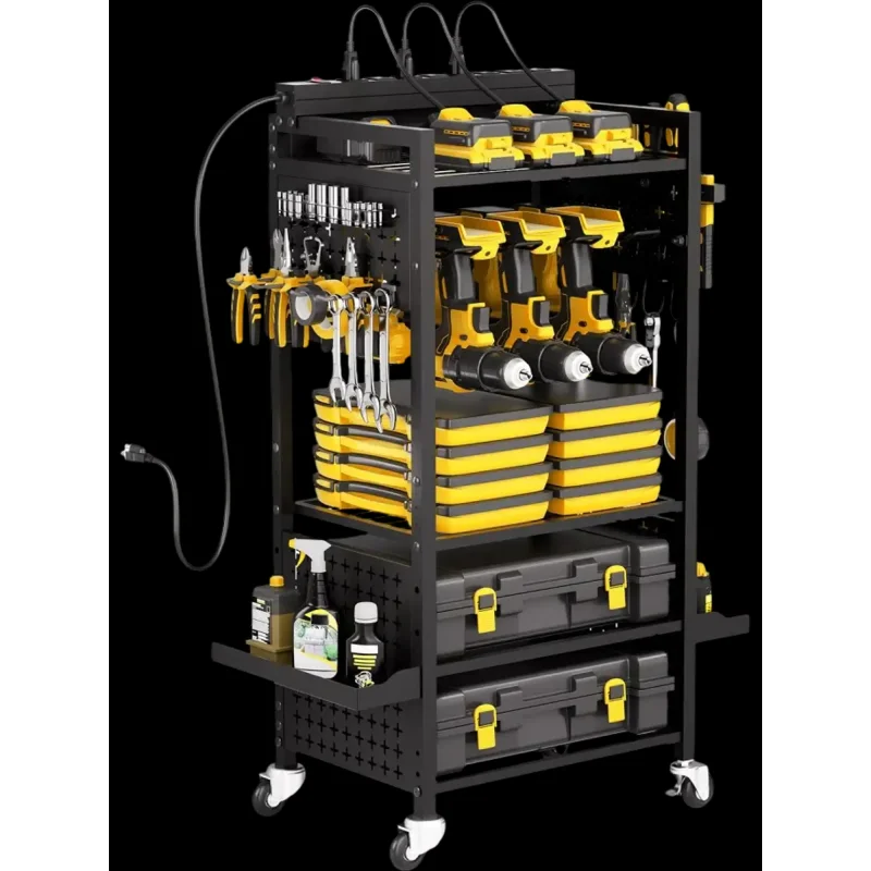 Vevor Tool Organizer Cart 5-Tier Rolling Garage Storage Cart with Charging Station New