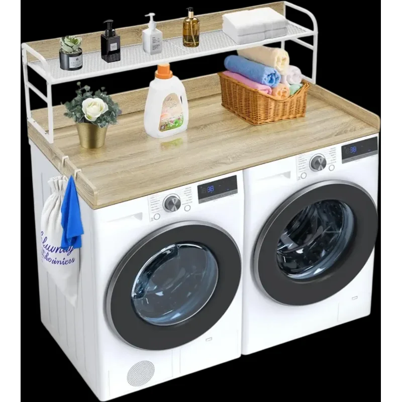 Vevor Washer Dryer Countertop 54" x 27" 2-Tier Oak Laundry Topper New