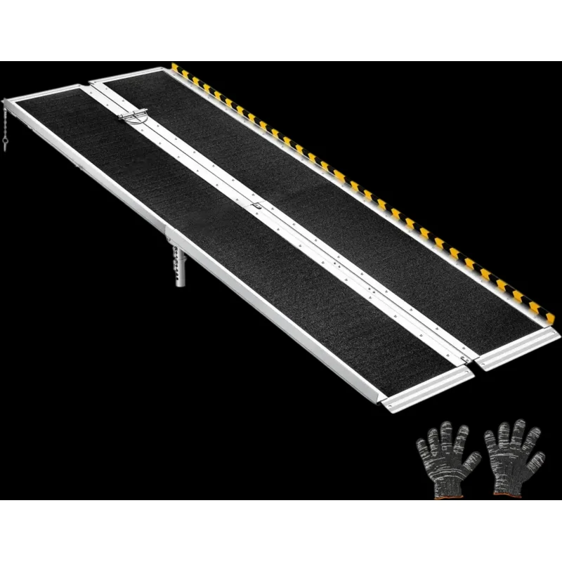 Vevor Wheelchair Ramp Portable Folding Non-Slip Aluminum 8' 800 lbs New