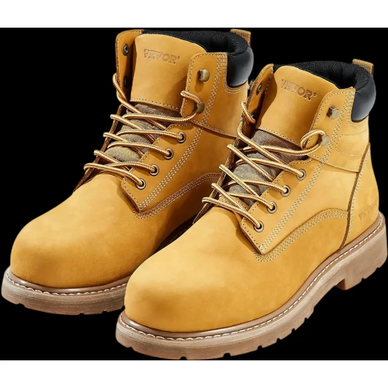 Vevor Work Boots Steel Toe Waterproof Men's Slip-Resistant Size 9 Brown Yellow New