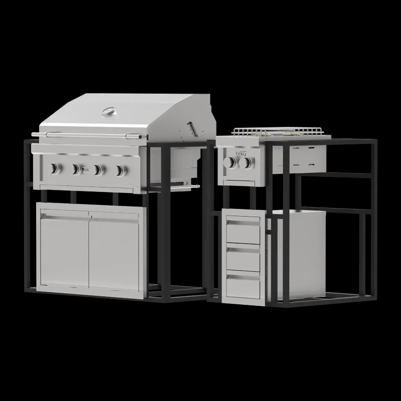 Videl Signature Collection 2 Knock-Down Island Kit with 36" Grill & Side Burner