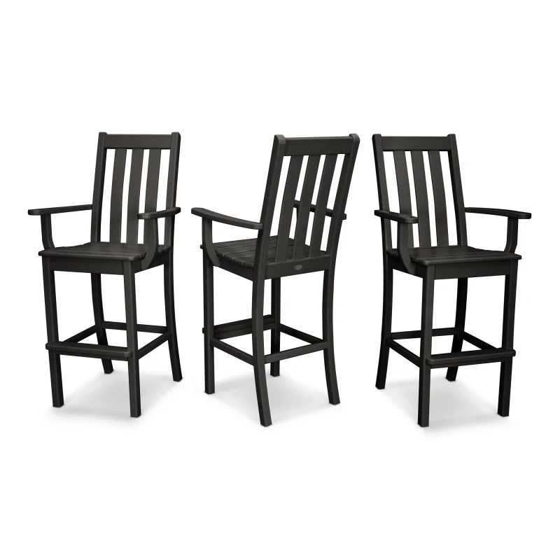 Vineyard Bar Arm Chair 3-Pack Black