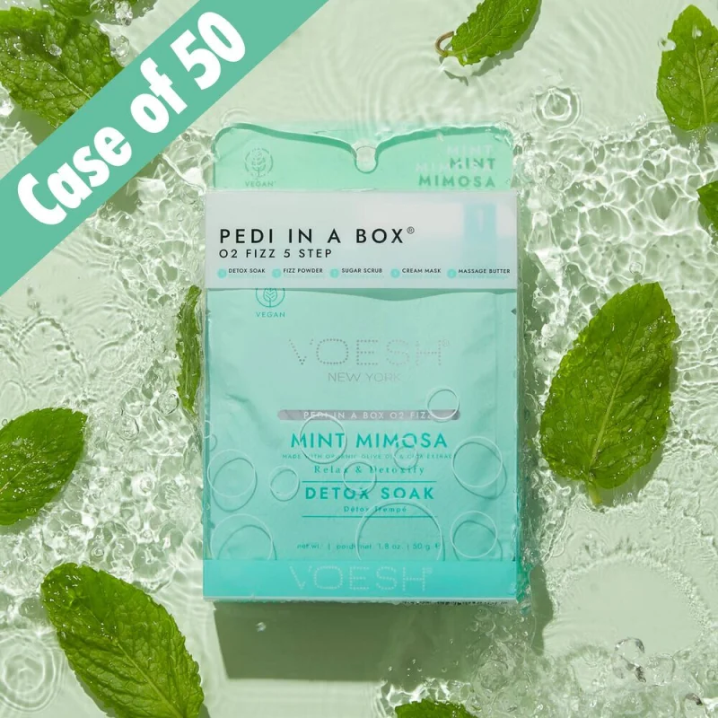 Voesh O2 FIZZ Pedi in a Box - 5-Step - Mint Mimosa / Case of 50 Treatment Sets