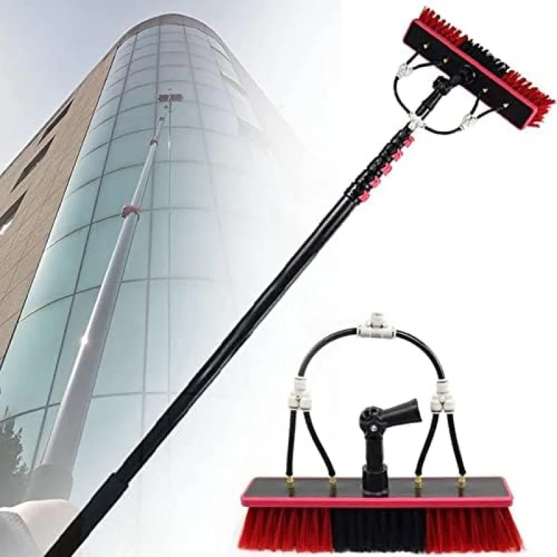 Water Fed Pole Telescopic Outdoor Window Cleaner, Conservatory Roof Cleaner/Water Fed Extendable Brush/Window Clean Kit Roof Cleaning Tools with 20M Water Supply Hose,39F,39FT/12M
