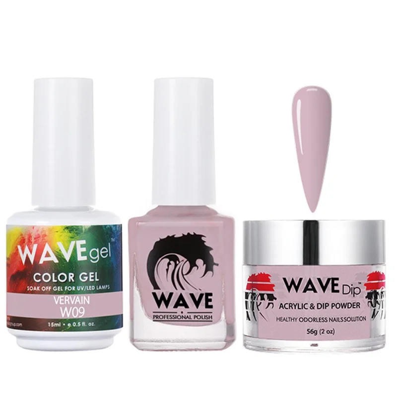 Wave Simplicity 3-In-1 Matching Combo Set / 1 Gel Polish 0.6 oz. + 1 Lacquer 0.5 oz. + 1 Dip Powder 2 oz. / #009 Vervain - 22700