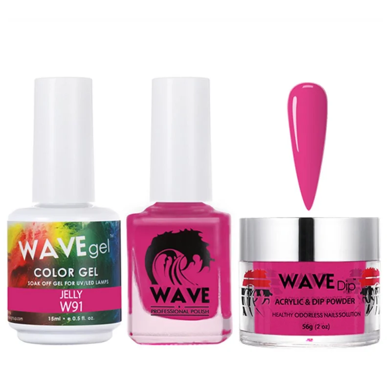 Wave Simplicity Collection 3-In-1 Matching Combo Set / 1 Gel Polish 0.5 oz. + 1 Lacquer 0.5 oz. + 1 Dip Powder 2 oz. / #P091 Jelly