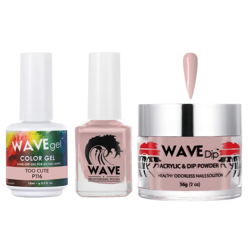 Wave Simplicity Collection 3-In-1 Matching Combo Set / 1 Gel Polish 0.5 oz. + 1 Lacquer 0.5 oz. + 1 Dip Powder 2 oz. / #P116 Too Cute