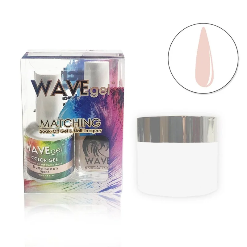 WaveGel Low Key Collection 3-In-1 Matching Combo Set / 1 Gel Polish 0.5 oz. + 1 Lacquer 0.5 oz. + 1 Dip Powder 2 oz. / #236 Nude Beach