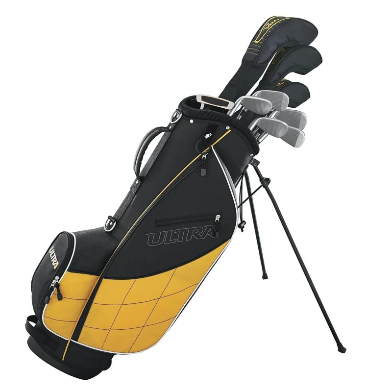 Wilson Ultra Men's Complete 9 Piece Right Handed Golf Club Set & Stand, Yellow