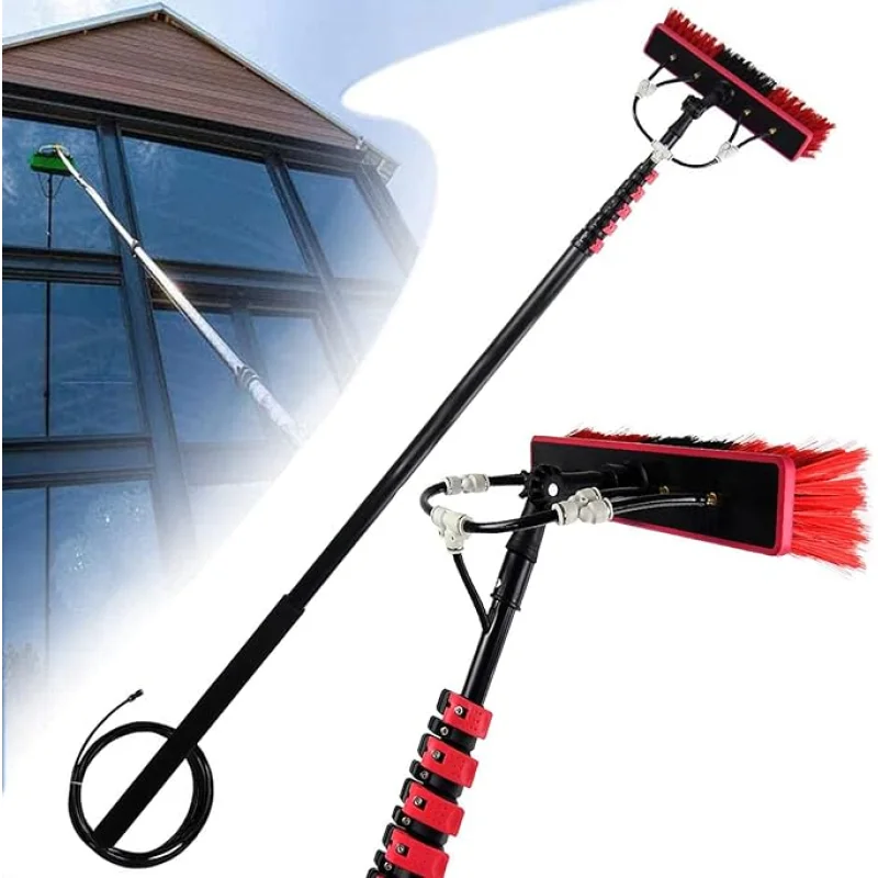 Window Cleaning Pole,Photovoltaic Panel Cleaning Brush,3.6-10.8MWater Fed Telescopic Brush,Conservatory Roof Cleaning Tools,for Photovoltaic Panel Cleaningtrucks Windows,6m/20FT