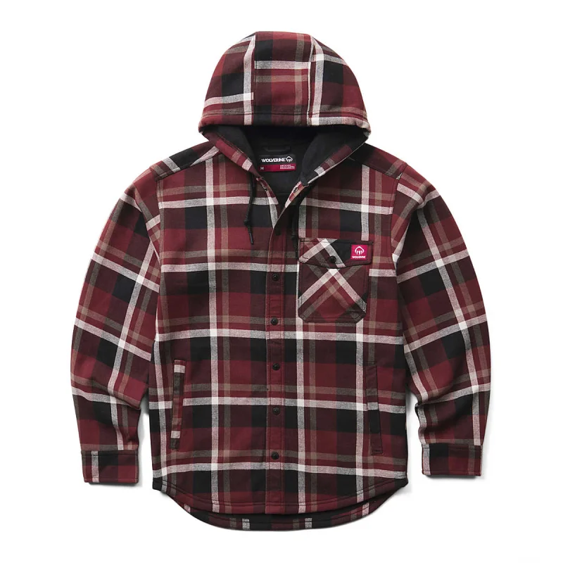 Wolverine Men's Bucksaw II Hooded Shirt Jac (Oxblood) Size L