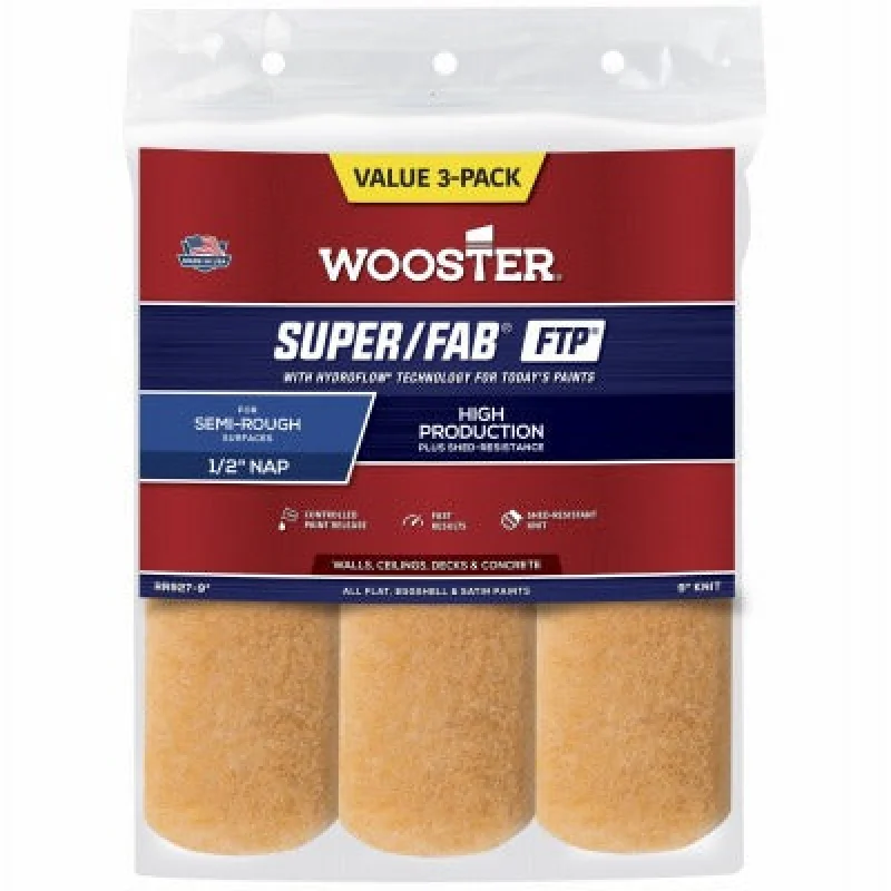 Wooster Brush RR927-9 Roller Cover 9in 1/2in Nap 3 Pack