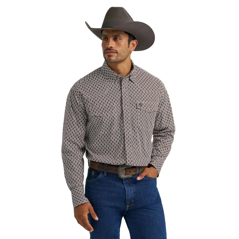 Wrangler Men's George Strait Troubadour Long Sleeve Western Snap Shirt (Brown) Size XL
