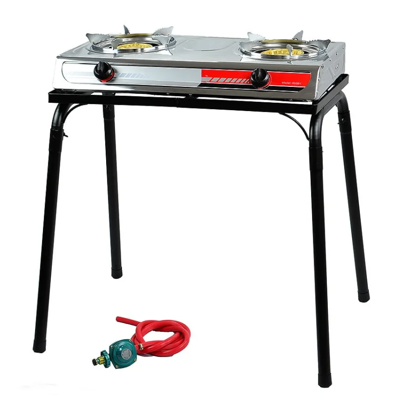 XtremepowerUS 25,516 BTU Outdoor 2-Burner Stove Propane Range Auto Ignition LPG w/ Stand