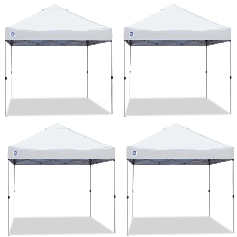 Z-Shade 10' x 10' Straight Leg Portable Instant Shade Tent, White (4 Pack)